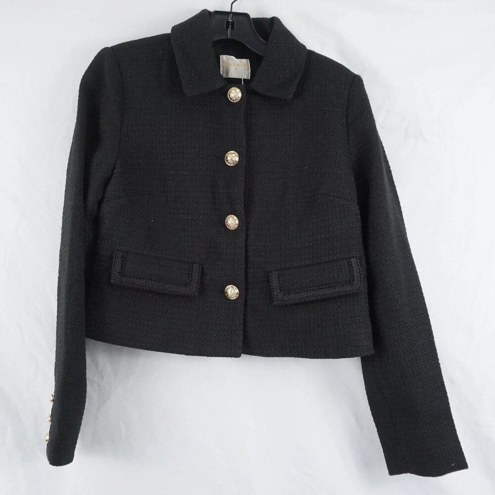 Sunset Adore Noir Boucle Tweed Blazer Jacket Versatile Timeless Classic in Black